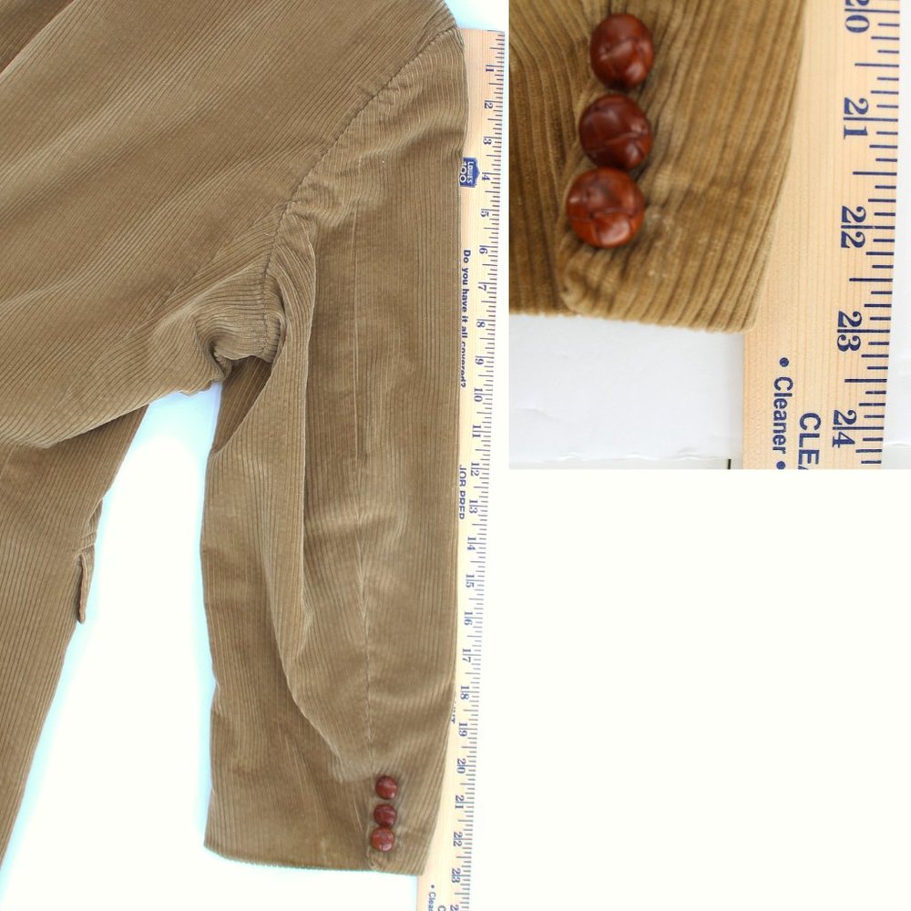 Brooks Brothers Tan Corduroy Blazer 48 Sport Coat Knot Buttons Notch Lapel Vtg - Picture 13 of 16